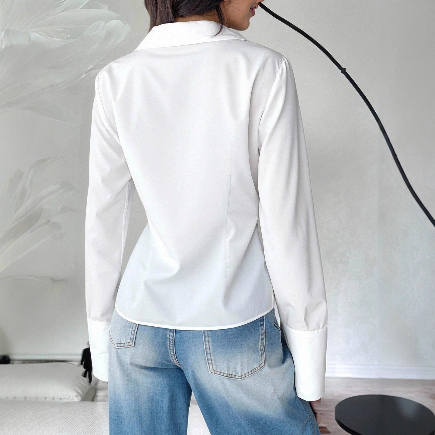 French Slim Fit Waist-tight Bandage Dress V-neck Shirt