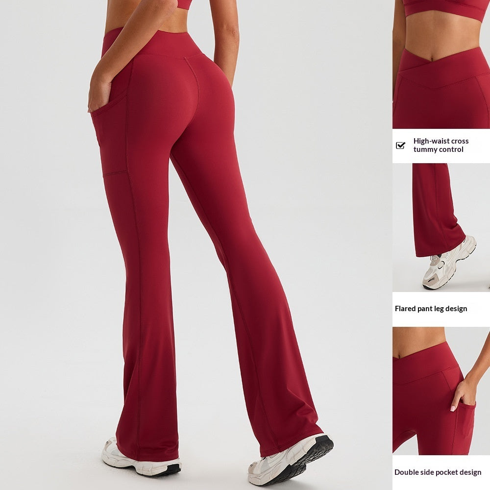 High-waisted Hip-lifting Yoga Pants With Wide Legs