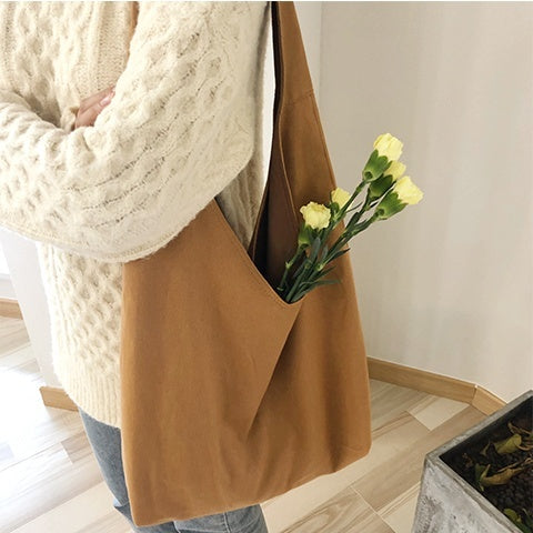 Slouchy Single Shoulder Crossbody Canvas Bag Retro Simplicity