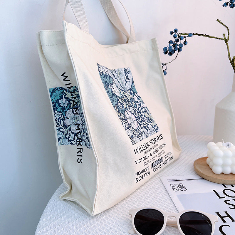Spring Flowers Blooming English Large Capacity One Shoulder Canvas Bag