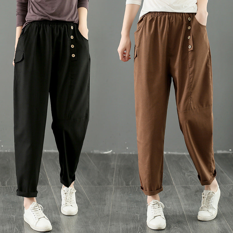 Women's Fashion Cotton Casual Cropped Pants