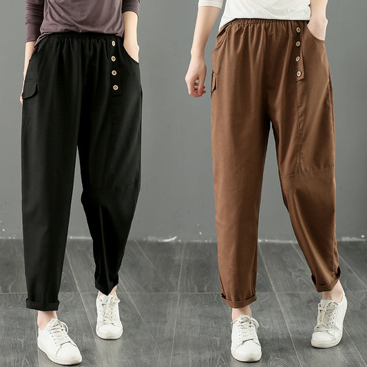 Women's Fashion Cotton Casual Cropped Pants