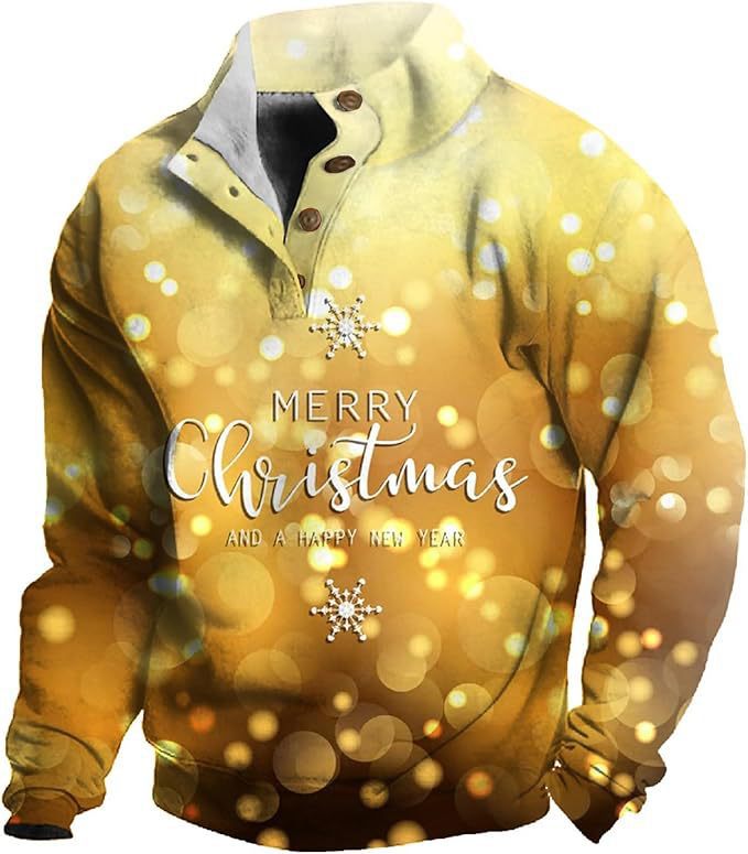 Herre Printet Casual Pullover Sweatshirt med 4 knapper fra Fashion Brand