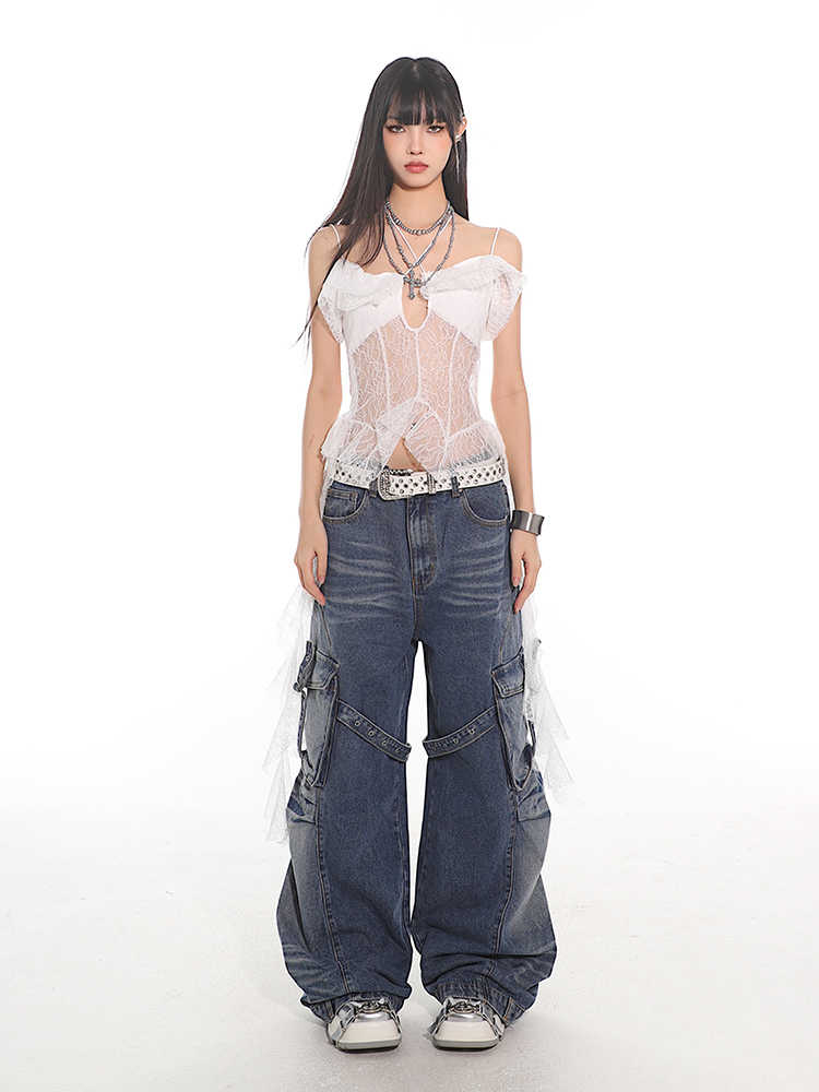 Women's Lace Off-shoulder Ribbon Vest Top