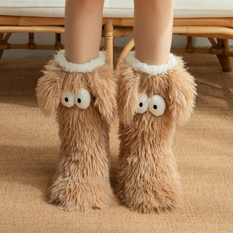 Thickened And Fleece Anti-slip Women's Plush Snow Socks And Shoe Covers