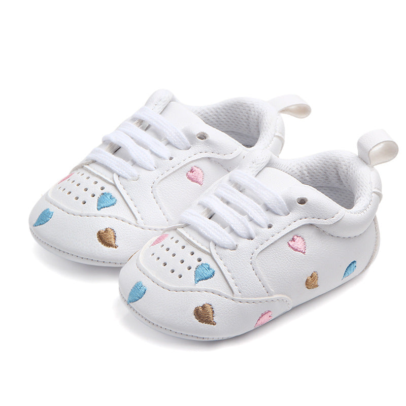 Sports Red Heart Five-star Baby's Shoes Toddler Shoes Soft Bottom Children's Sports Shoes White