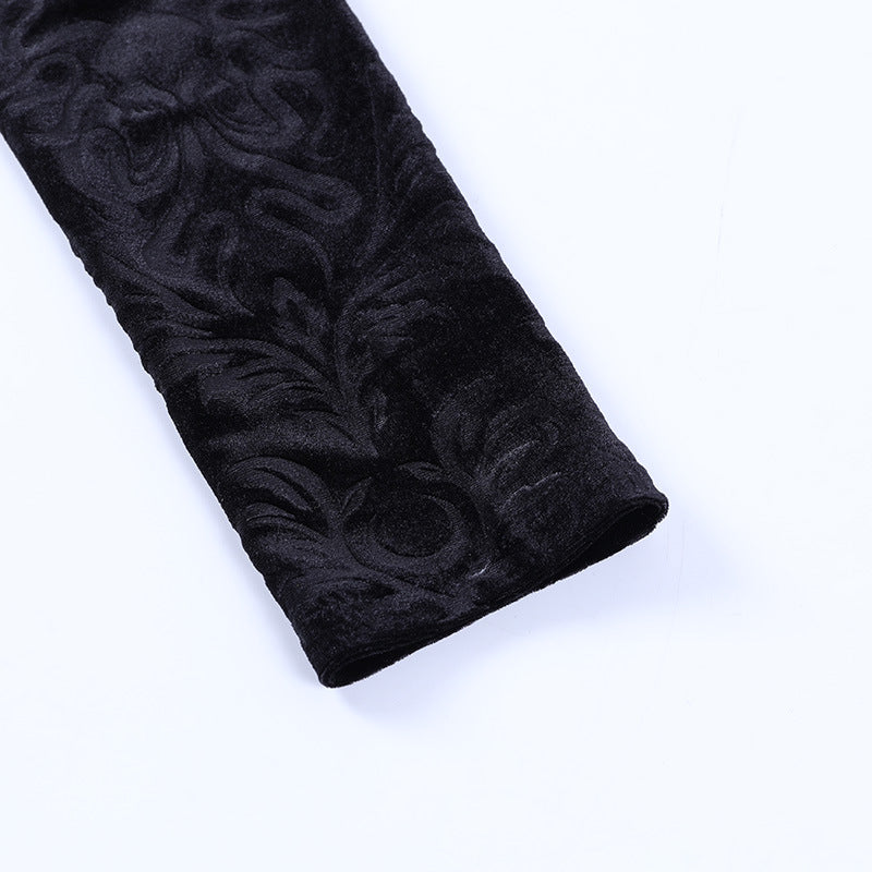 Retro Pattern Long Sleeve Print Stand Collar Single Button Shawl