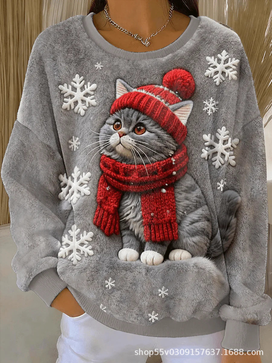 Digital Print Atmosphere-Boosting Flannel Hoodie 3D