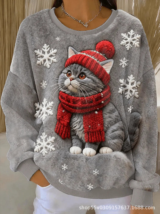 Digital Print Atmosphere-Boosting Flannel Hoodie 3D