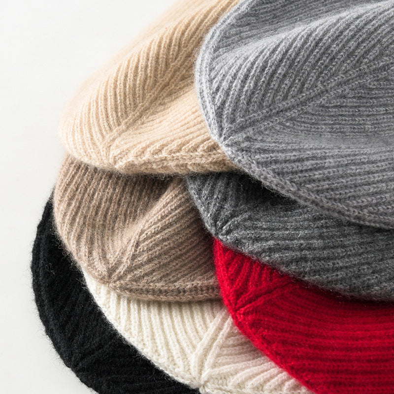 Pure Cashmere Knitted Wool Hat All-match Bag Cap Sleeve Cap All-match Casual Shopping Cashmere Hat
