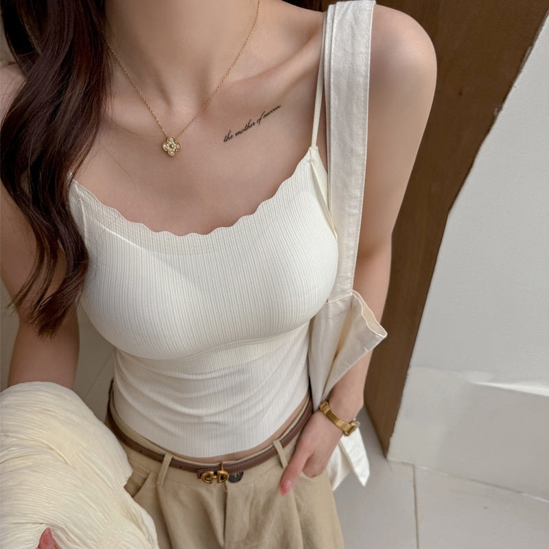 Sexy Hot Girl Spaghetti Strap Camisole Women's Ice Silk Back