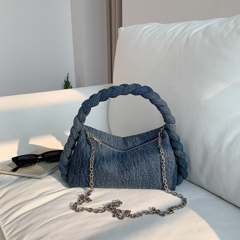 New Hand Woven Denim Shoulder Bag
