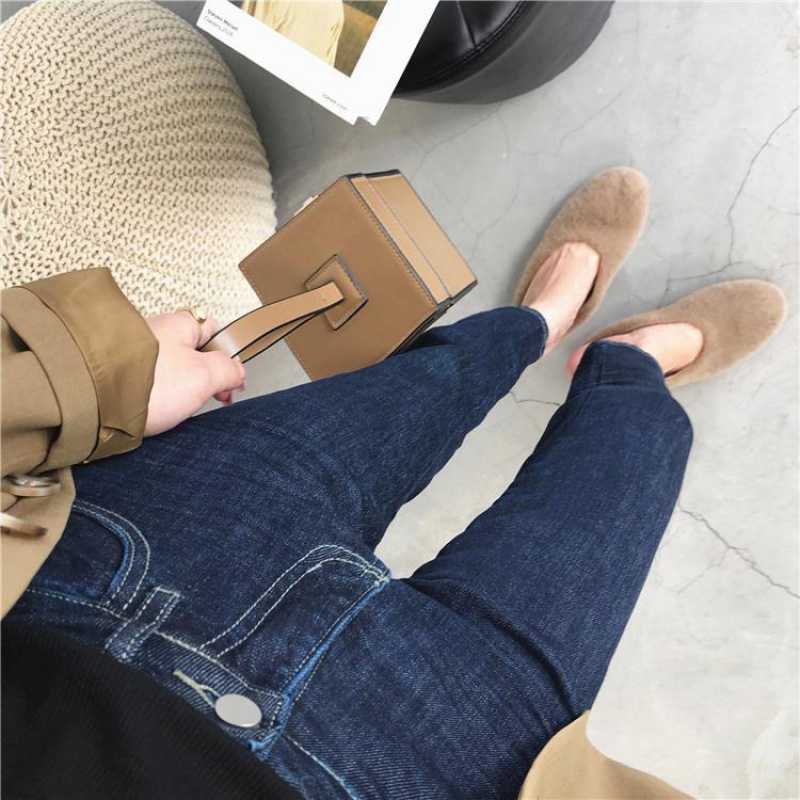 Women's High-waisted Jeans Korean Style Plus Size Slim Slim Nine-point Straight-leg Pants
