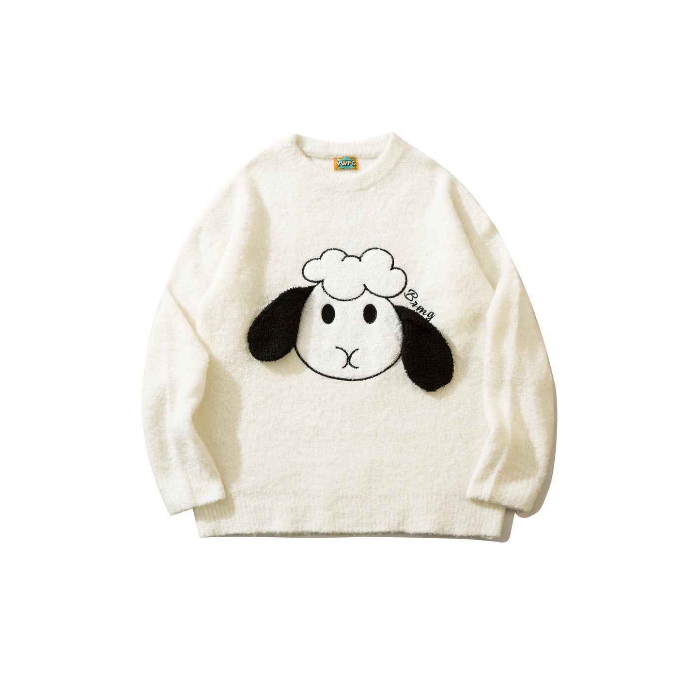 Embroidered Loose Knit Casual Round Neck
