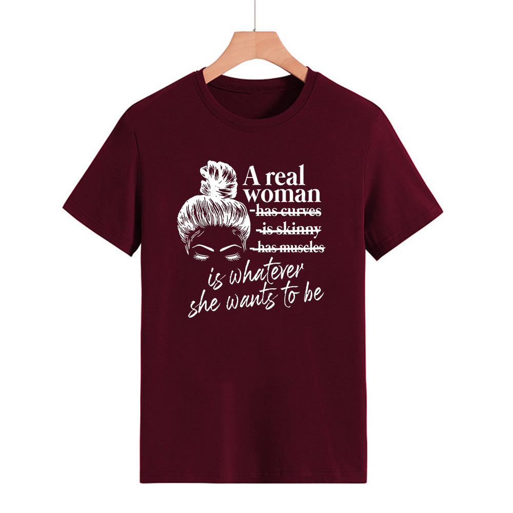 T-shirt med bogstavprint, rund hals og korte ærmer