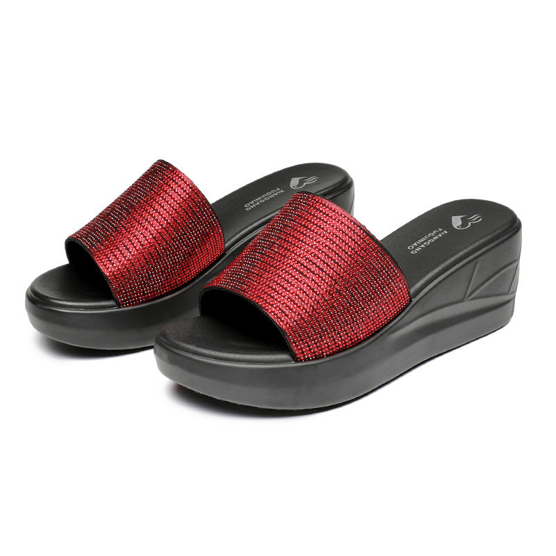 Genuine Leather Summer First Layer Leather Flat Fish Mouth Slippers
