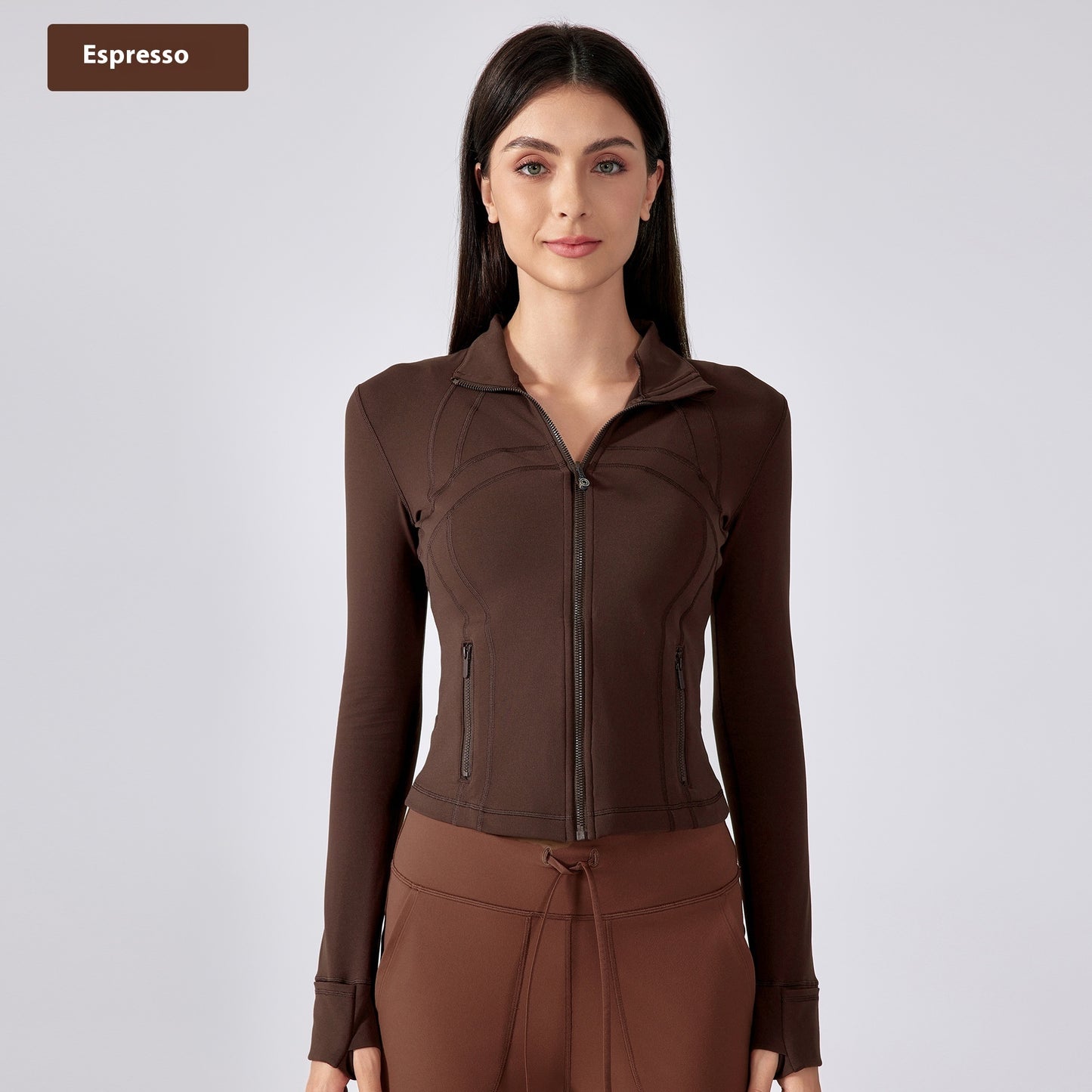 Short Stand Collar Yoga Clothes Coat Women's Sports Cardigan Jacket