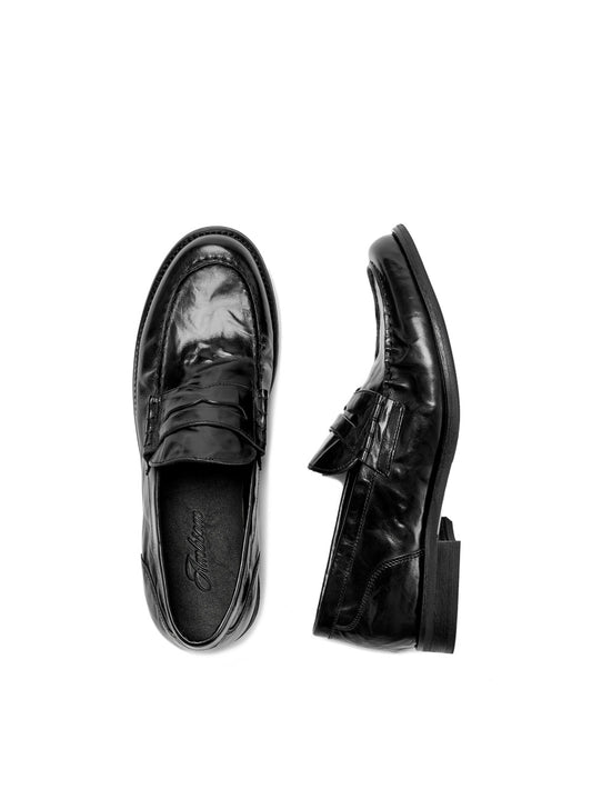 Leather Slip-on Loafers Genuine Leather Pleated Casual Shoes