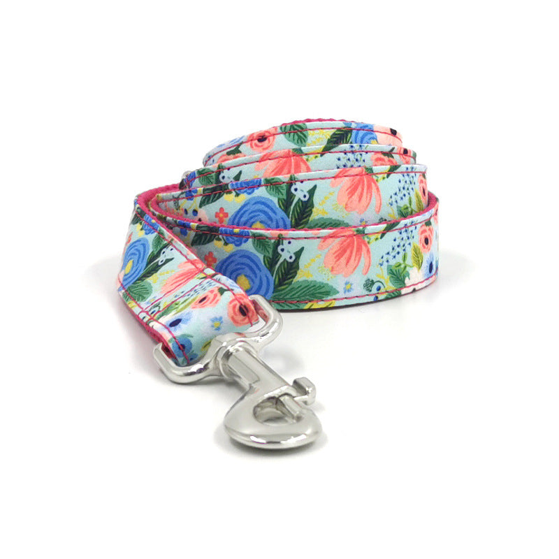 Printed Big Dog Leash Collar Pet Collar Bow Tie Suit