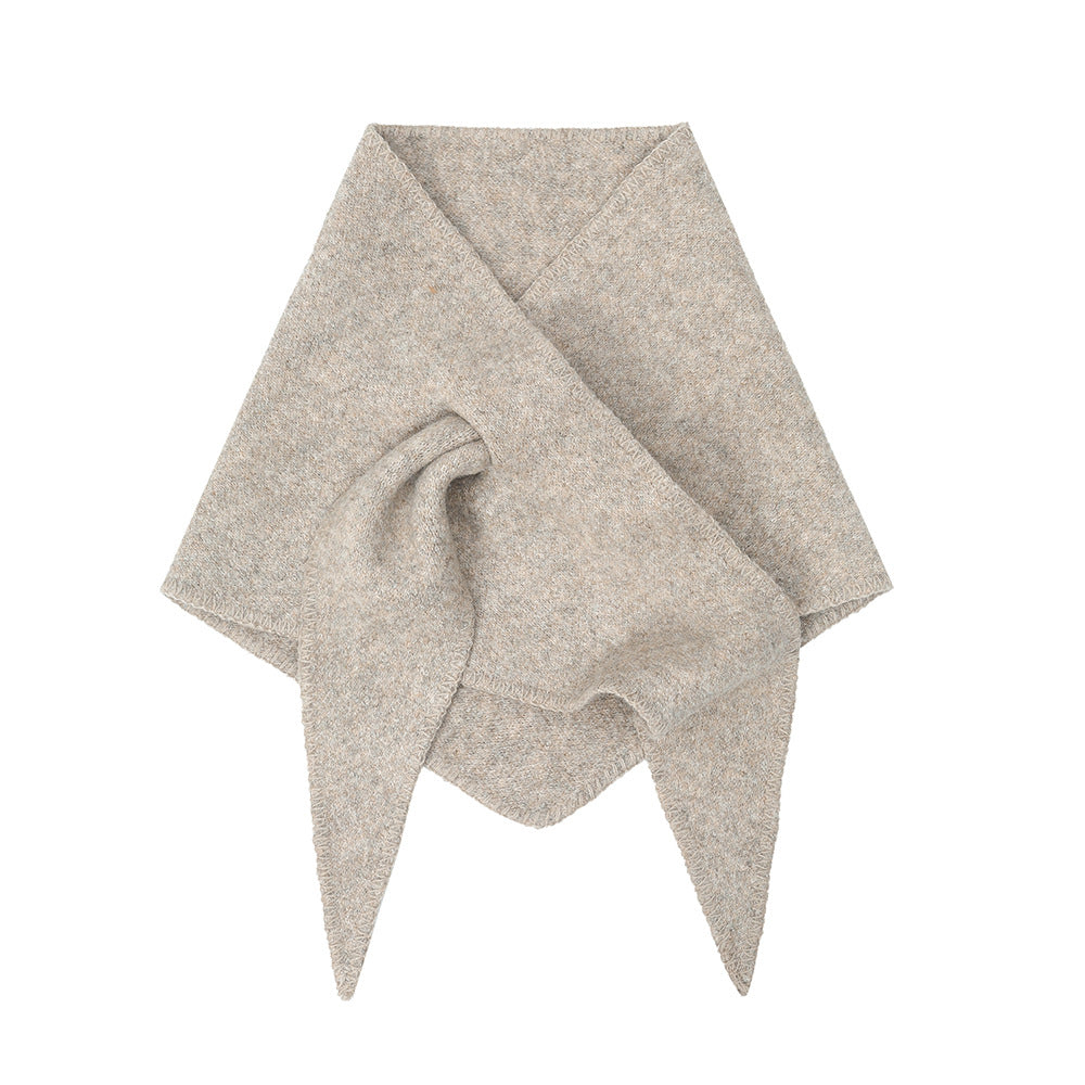 Autumn And Winter Clip Flower Wool Knitted Triangular Binder Shawl Scarf