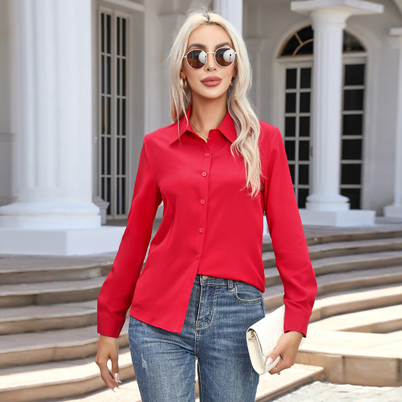 Fashion Casual Long Sleeve Cardigan Button-down Shirt Top