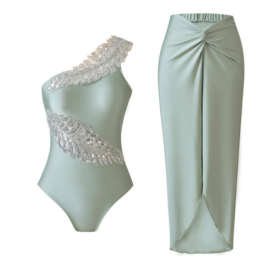Women's Casual Solid Color Sexy Leaf Swimsuit