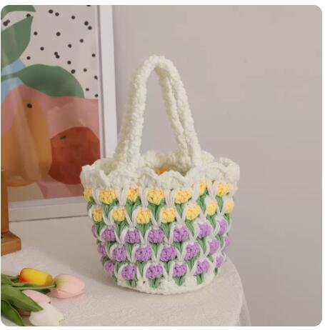 Tulip Flower Hand Woven Wool Covered Crochet