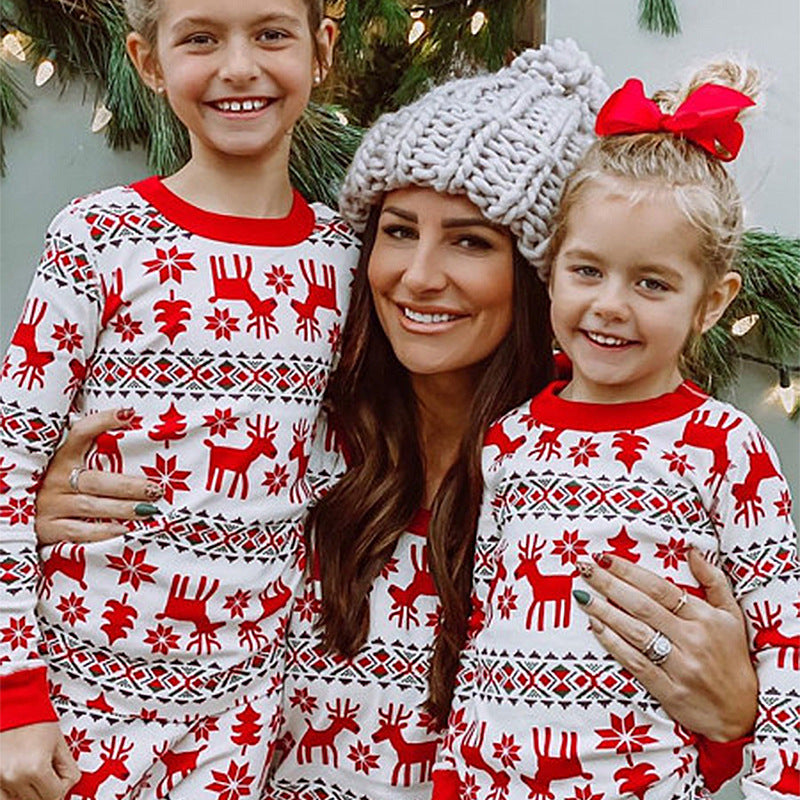Elk Print Casual Home Pajamas Parent-Child Set