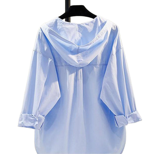 Hooded Pure Cotton Shirt Thin Women's Casual Sun-proof Coat