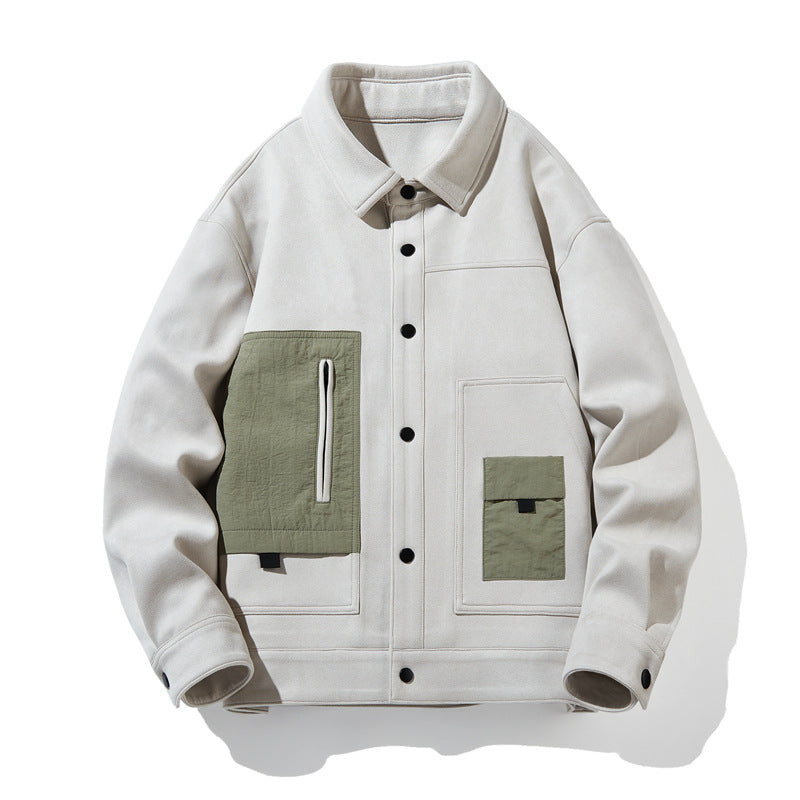 Suede Fabric Jacket Men's Spring And Autumn Fashion Brand Youth Casual Loose Lapels Coat Top Men's Clothing