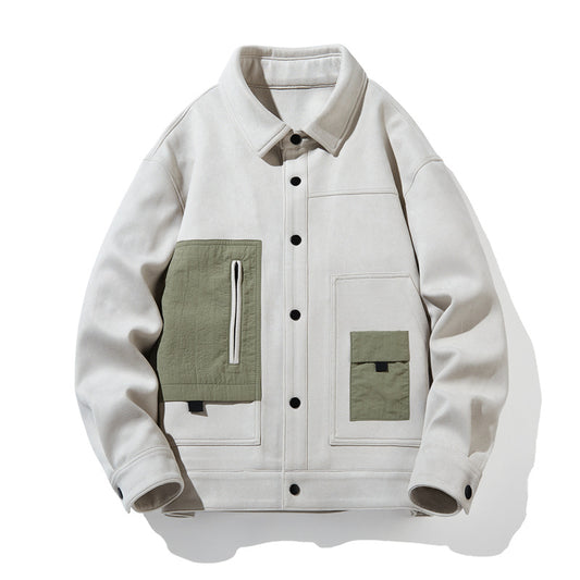 Suede Fabric Jacket Men's Spring And Autumn Fashion Brand Youth Casual Loose Lapels Coat Top Men's Clothing