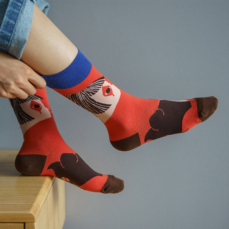 Cute Cotton Socks Women's Mid-tube Color Anime Wild Retro