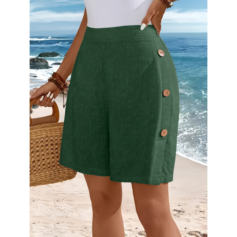 Retro Button-decorated Artistic All-match Casual Shorts