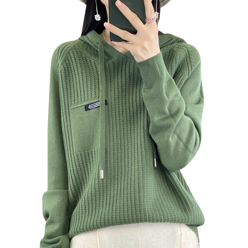 Korean Style Knitted Hooded Sweater Pullover