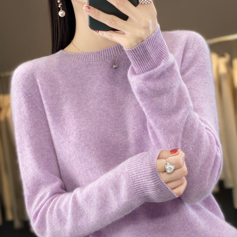 Women's Round Neck Sweater Loose Knitted Bottoming Sweater