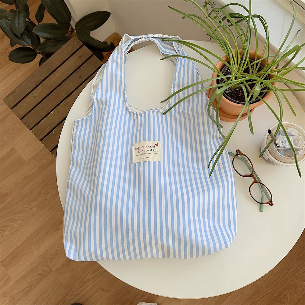 New Large Capacity Striped Canvas Bag Women