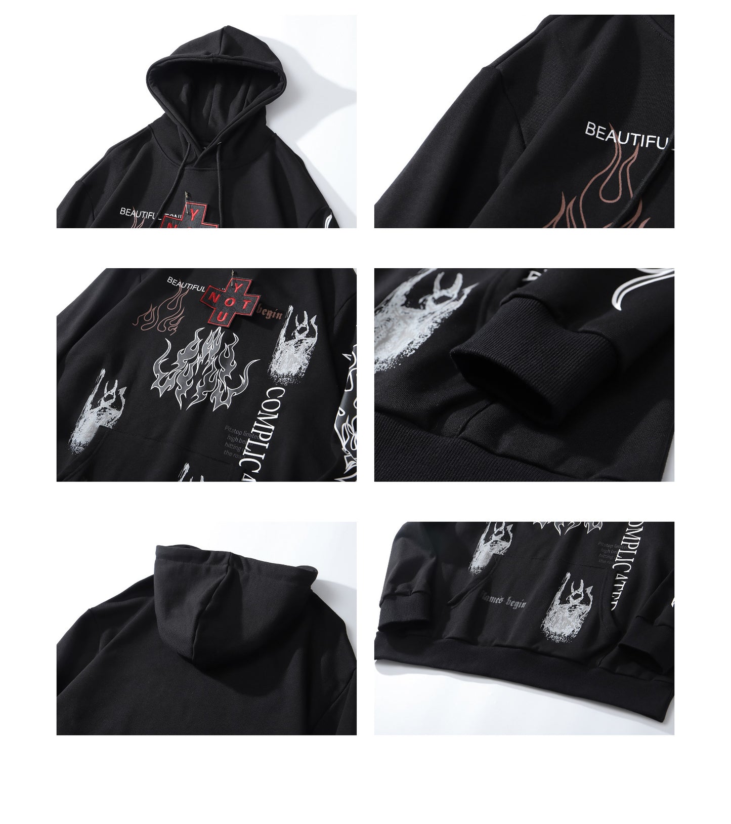 Hellfire Print Long Sleeve Hooded Sweatshirt