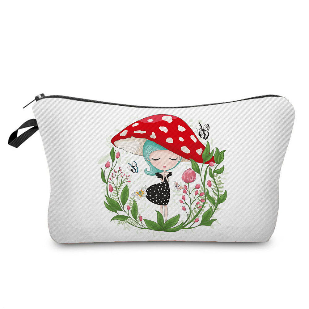 Cartoon Mushroom Dumpling Type Printed Makeup Bag