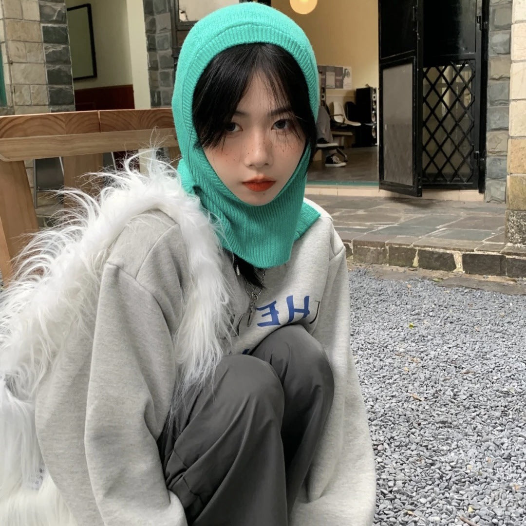 Women's Warm Integrated Bib Knitted Hat