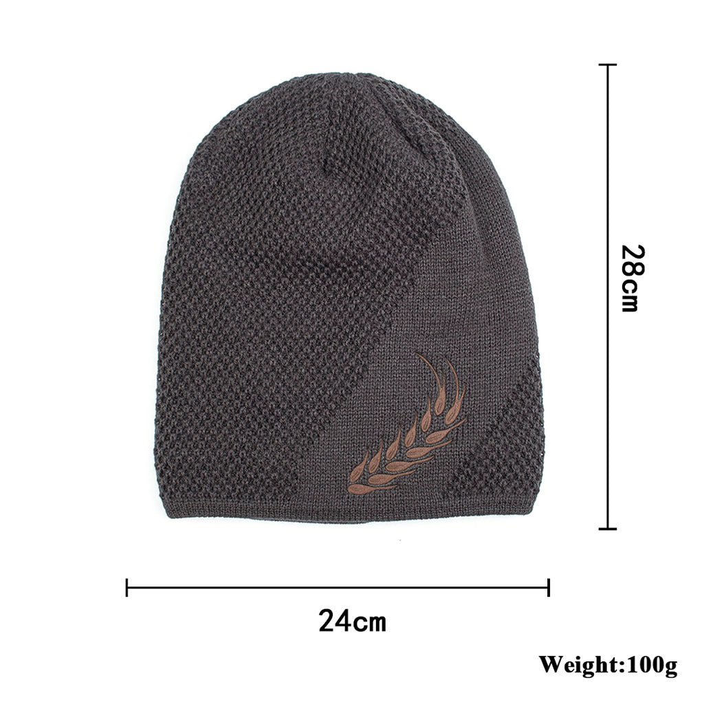 Embossed Wheat Ear Long Pullover Hat Knitted Beanie