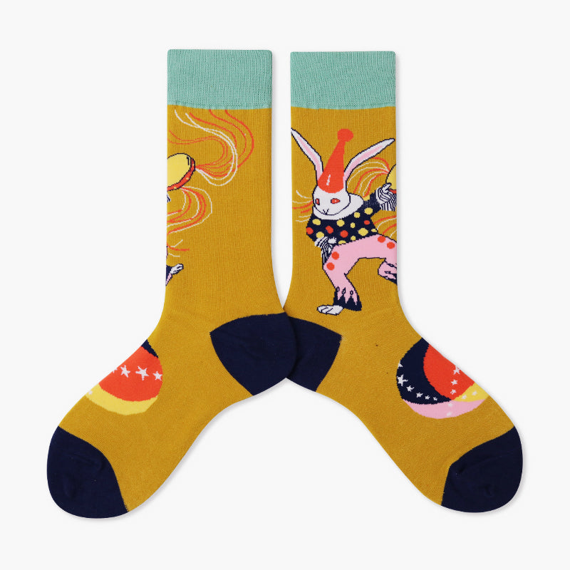 Cute Cotton Socks Women's Mid-tube Color Anime Wild Retro