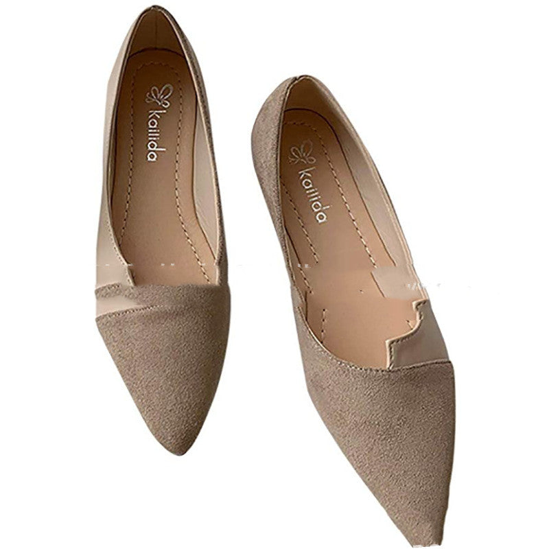 match Casual Shoes Women's Flat-bottomed Color Matching Pointed Toe