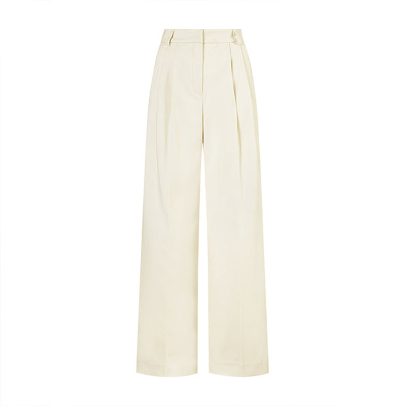 New High-waisted, Straight-leg Black Wide-leg Suit Pants