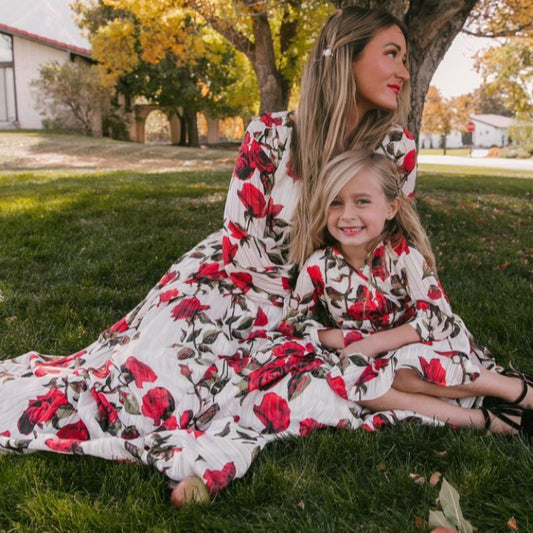 Floral Print Dress For Mother And Daughter