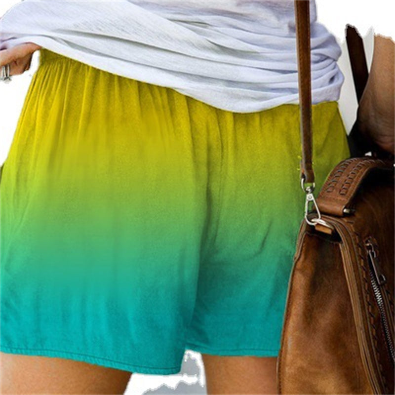 Dame Shorts med Vide Ben, Farvegradient og Lommer