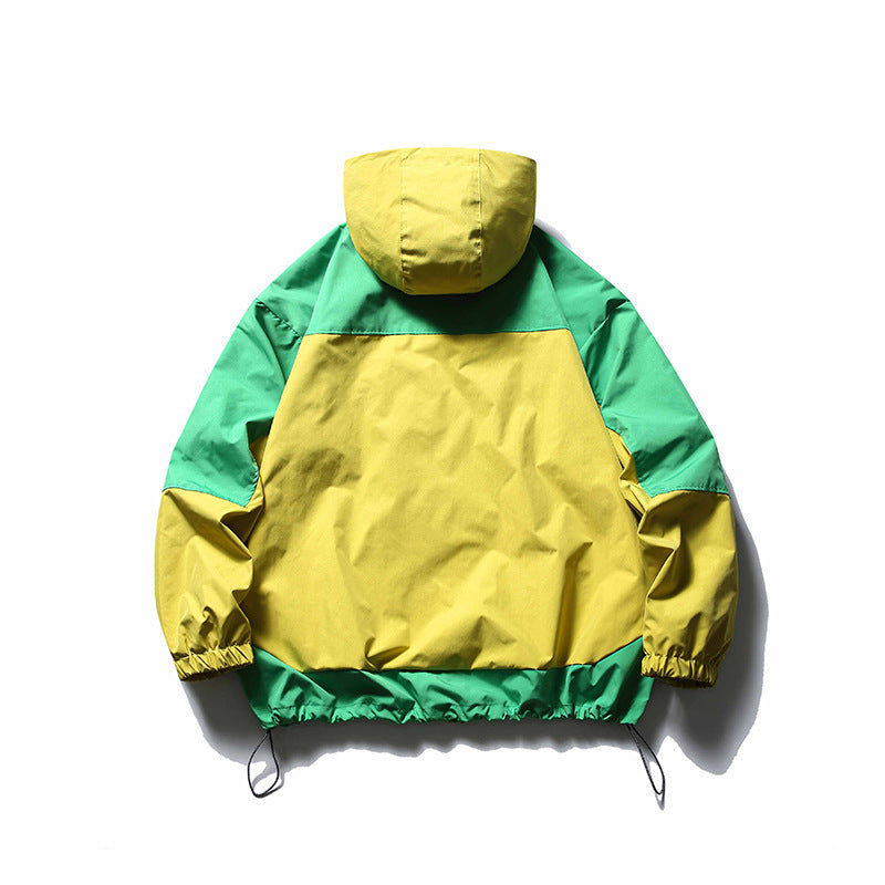Men's Outdoor Color Contrast Patchwork Tooling Shell Jacket