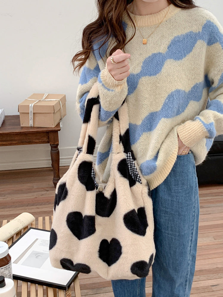 Autumn And Winter New Love Plush One Shoulder Tote Bag
