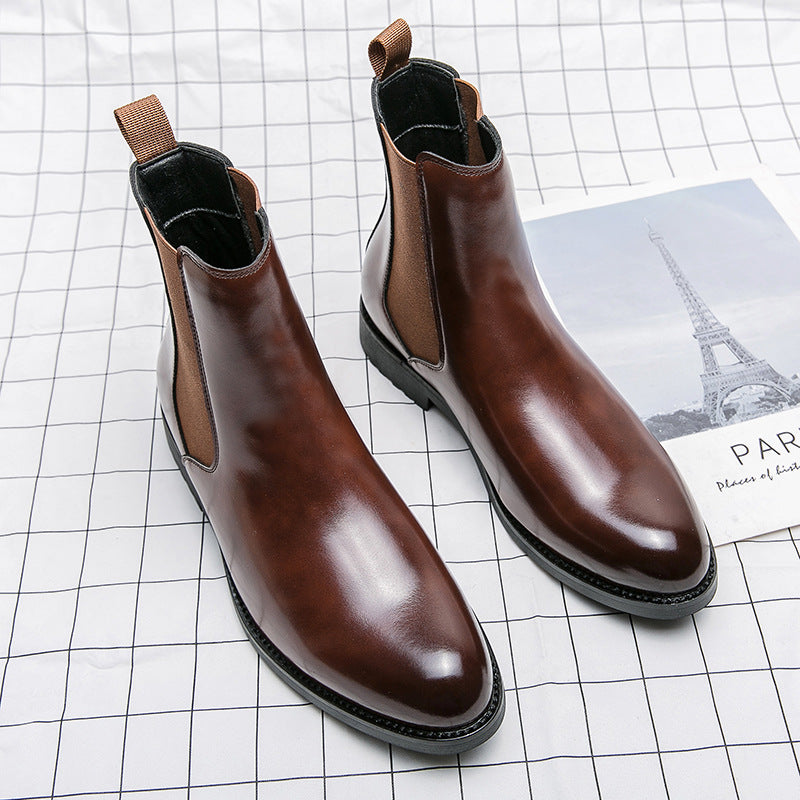 Men's Korean-style Trendy High Top Leather Shoes