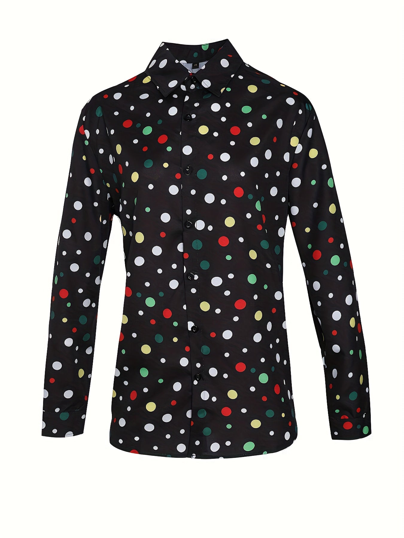 Casual And Versatile Long-sleeved Shirt With Polka Dot Prints For Teenagers And Men