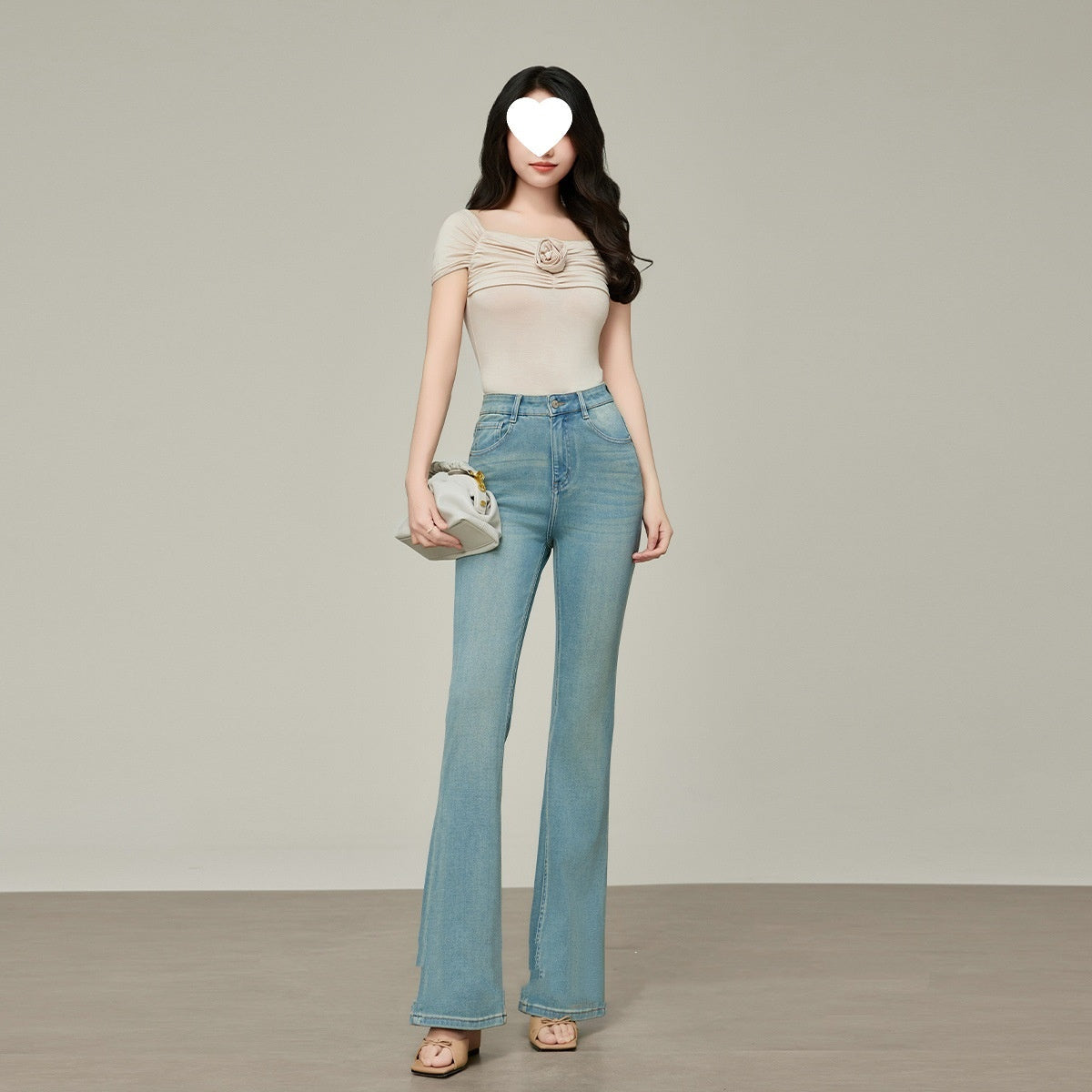 Skinny Jeans til damer med høj talje Forår Sommer Små Trompetbukser Lyse Farver